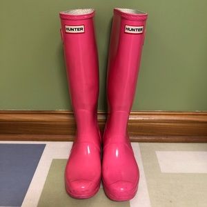 HUNTER Hot Pink Tall Gloss Tain Boots